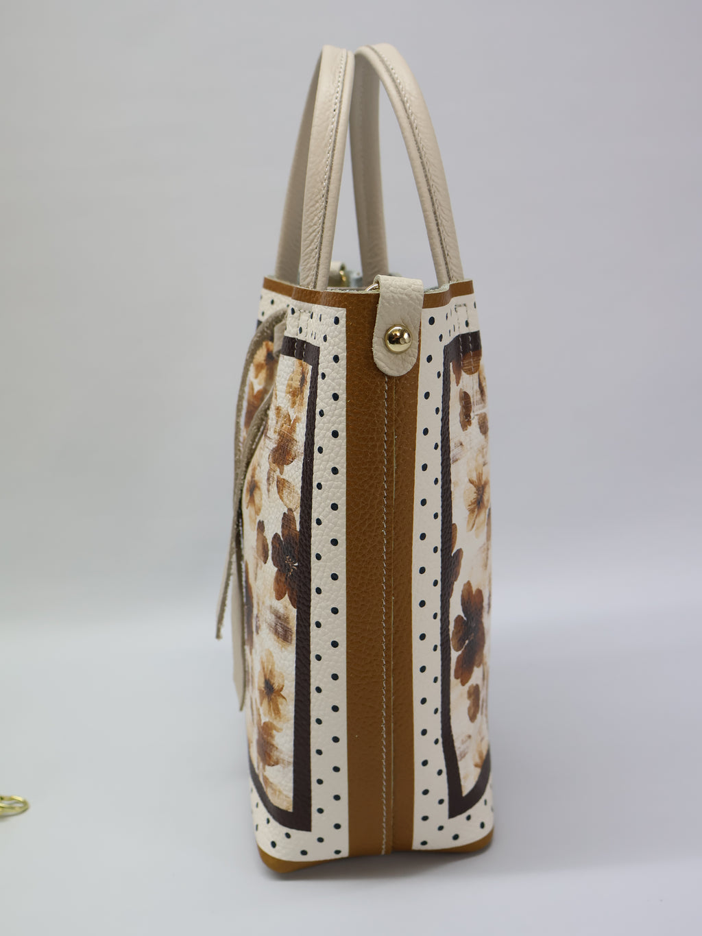 Petit sac fourre-tout « Fleurs marron »