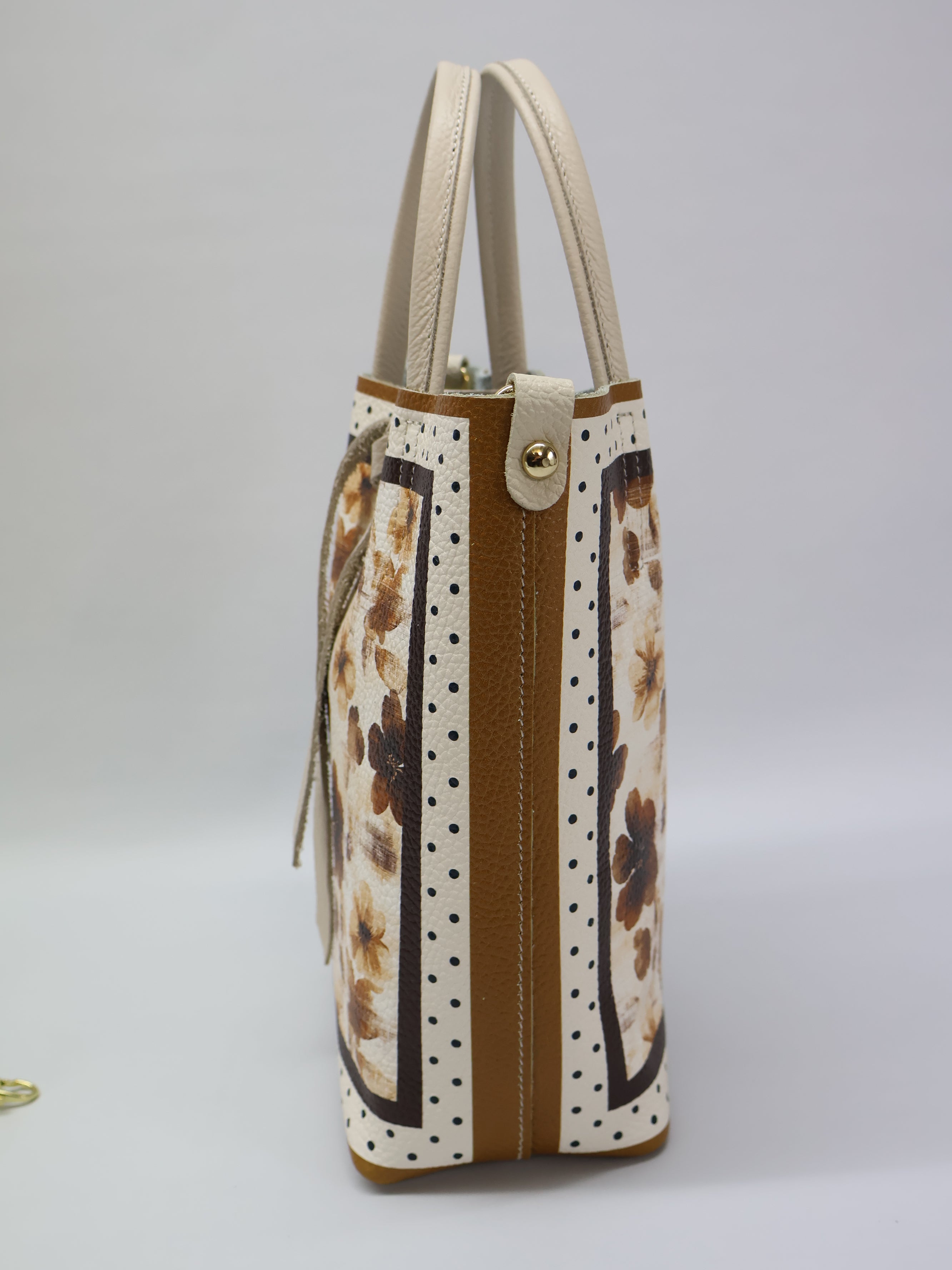 Piccola borsa tote "FlowersBrown"