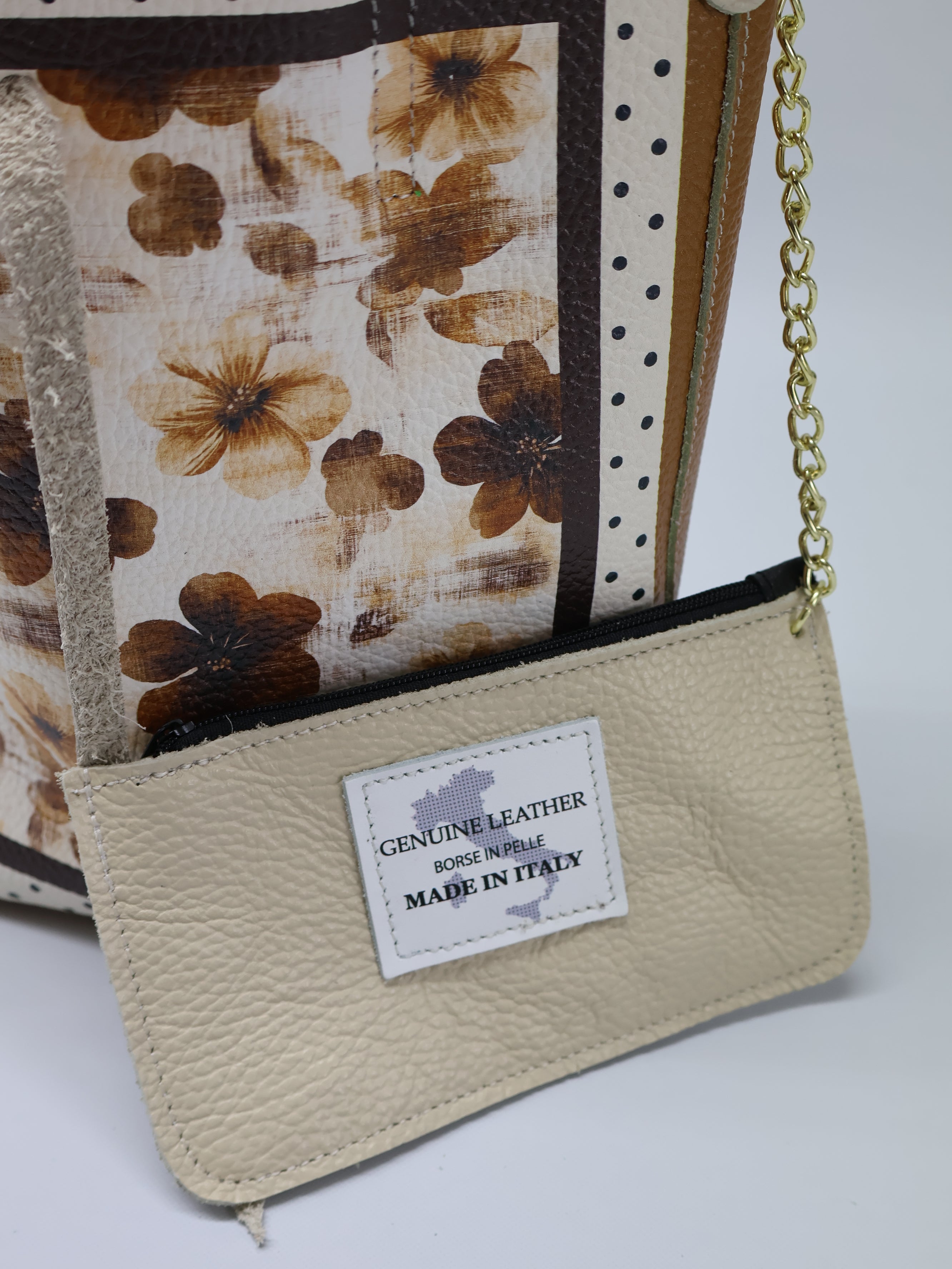 Piccola borsa tote "FlowersBrown"
