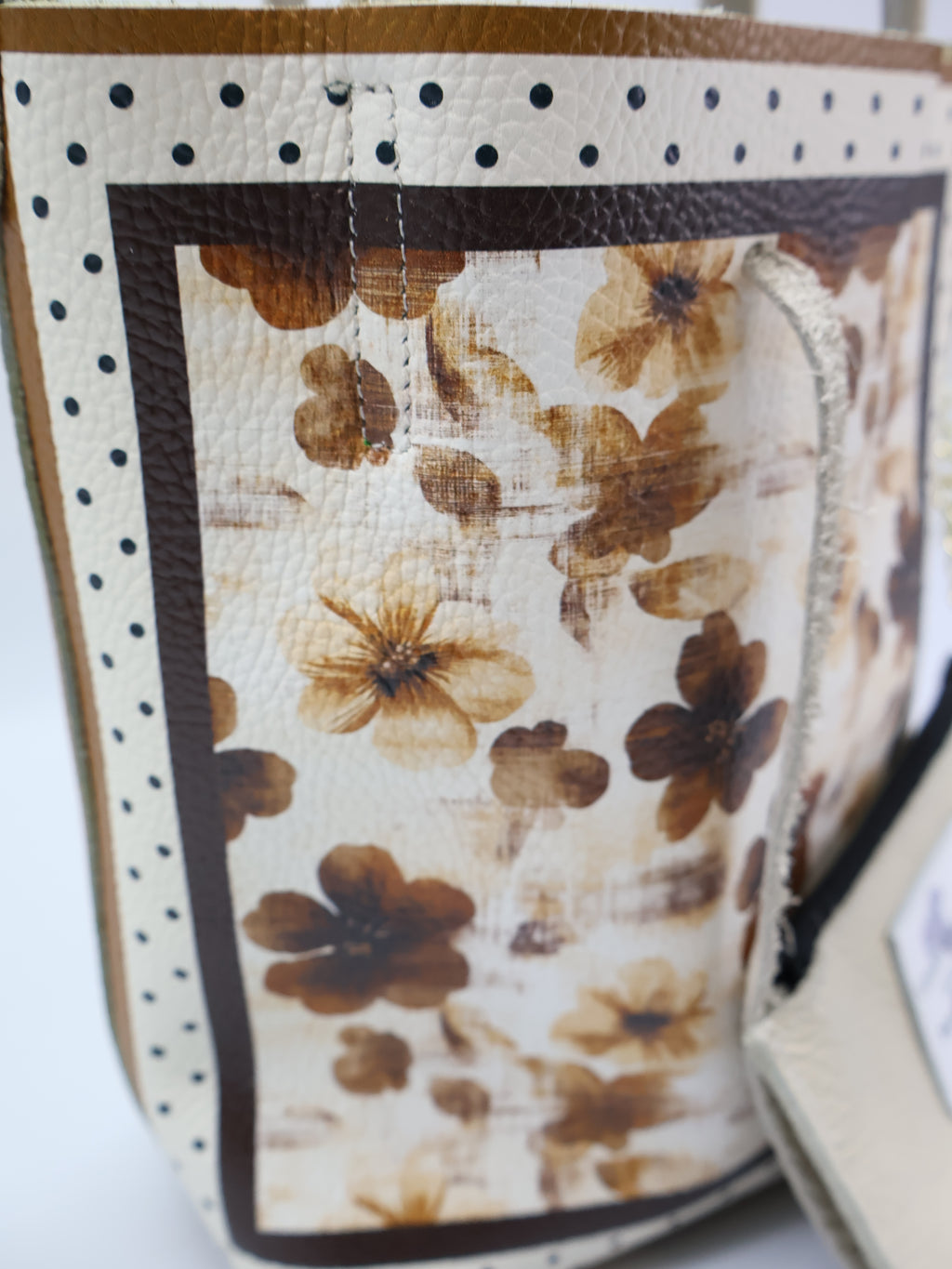 Petit sac fourre-tout « Fleurs marron »