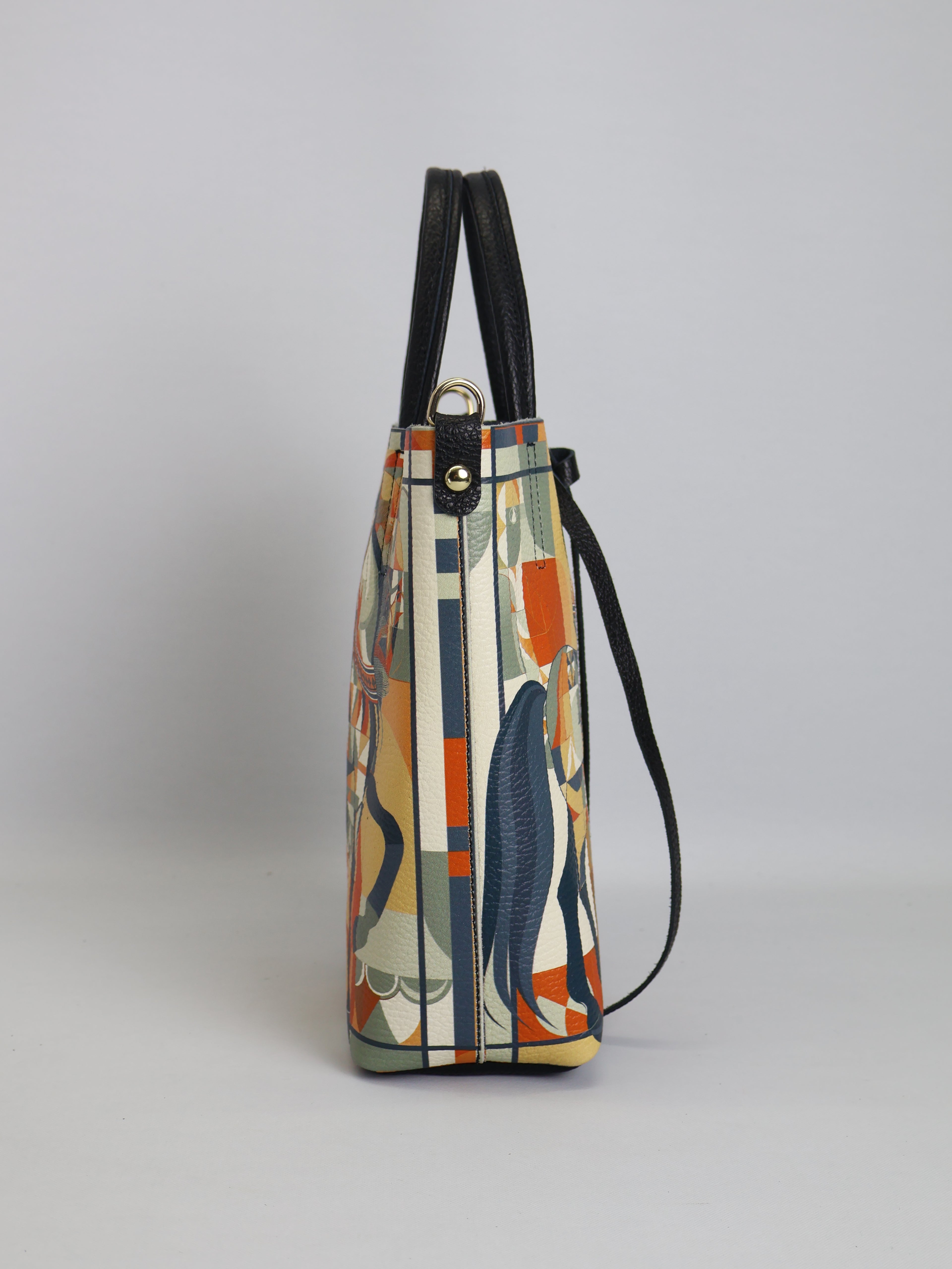 Piccola borsa tote "FoulardCavalloCubismo"