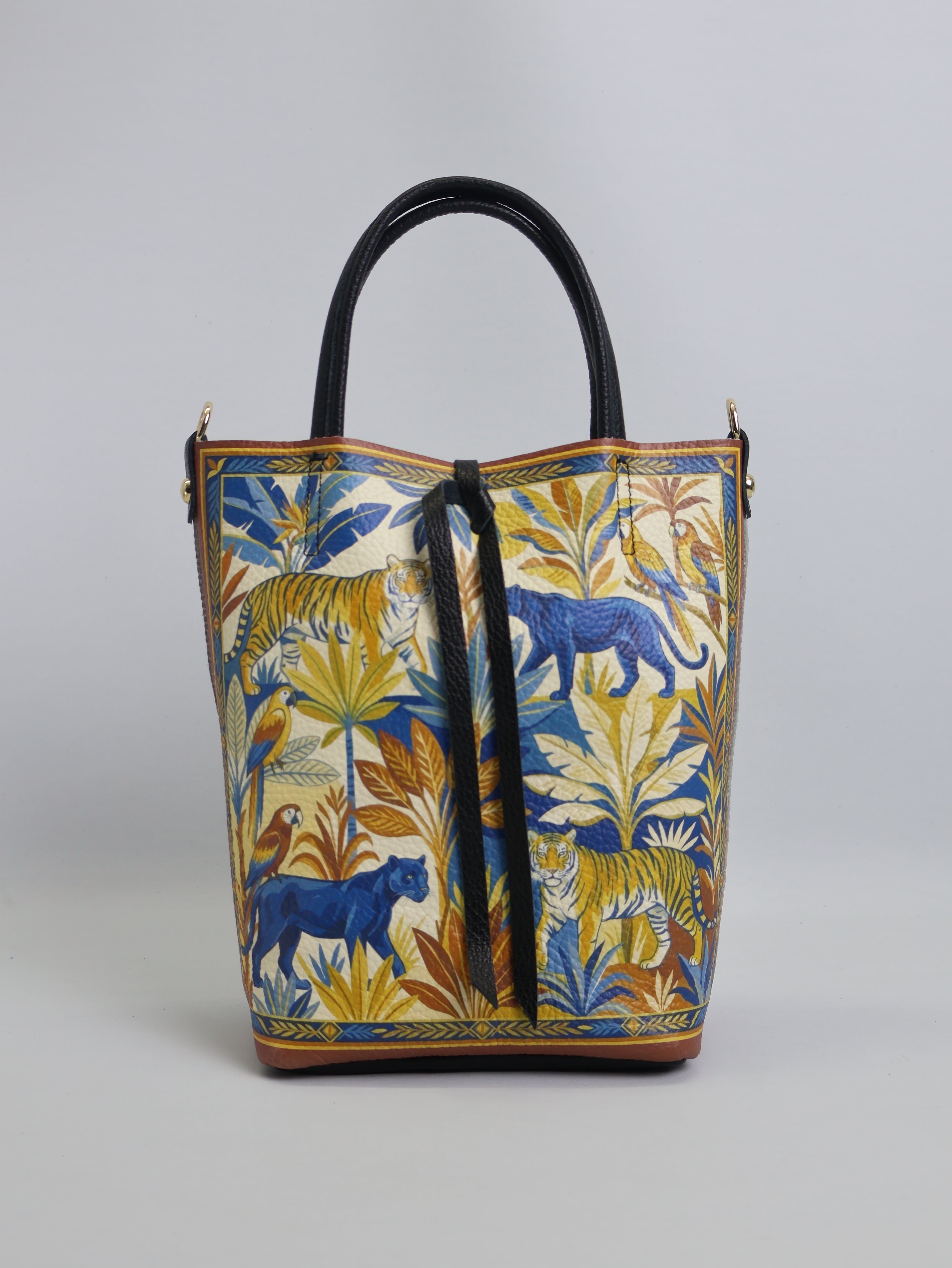 Piccola borsa tote "Feline Flora"