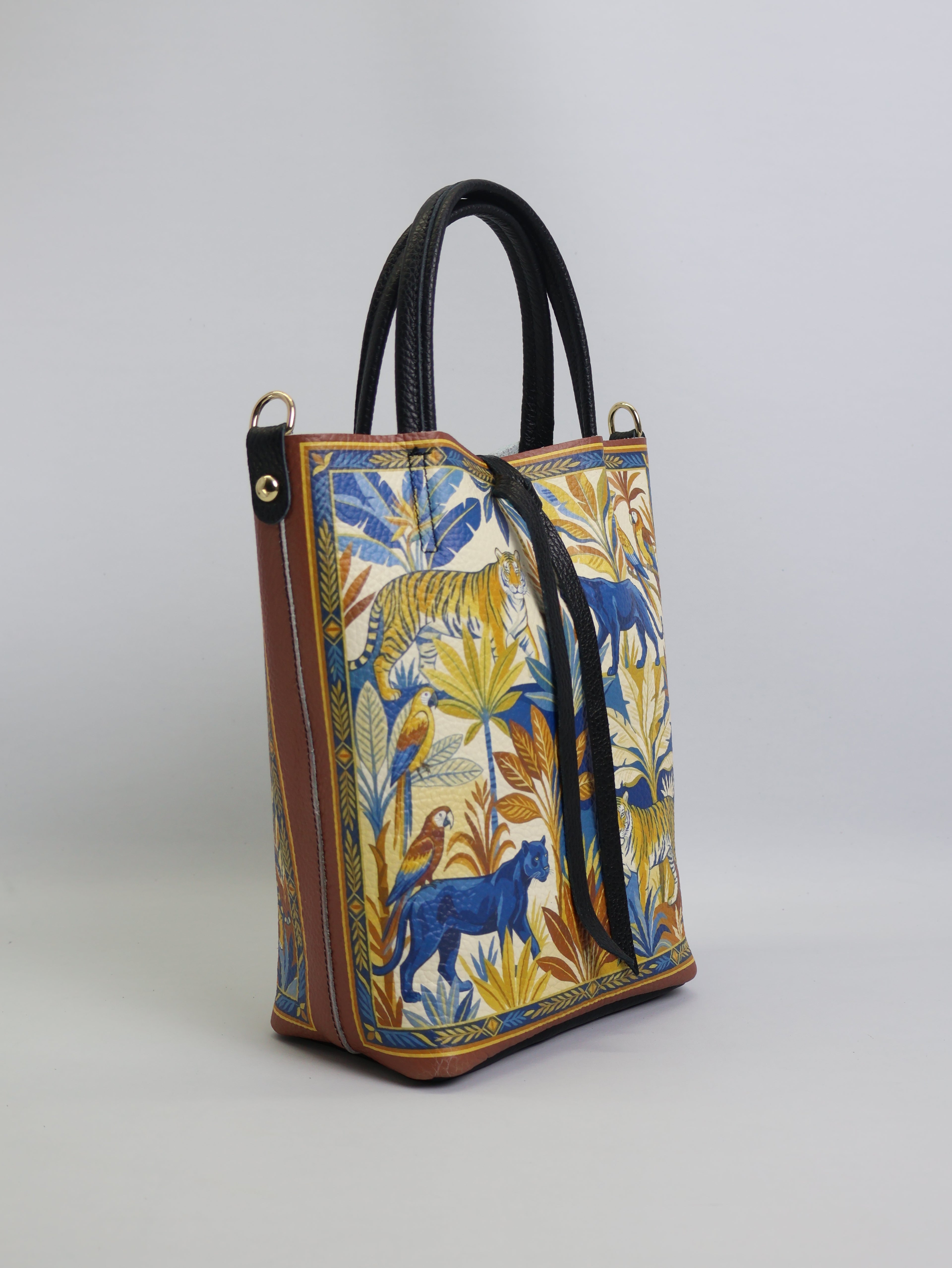 Piccola borsa tote "Feline Flora"