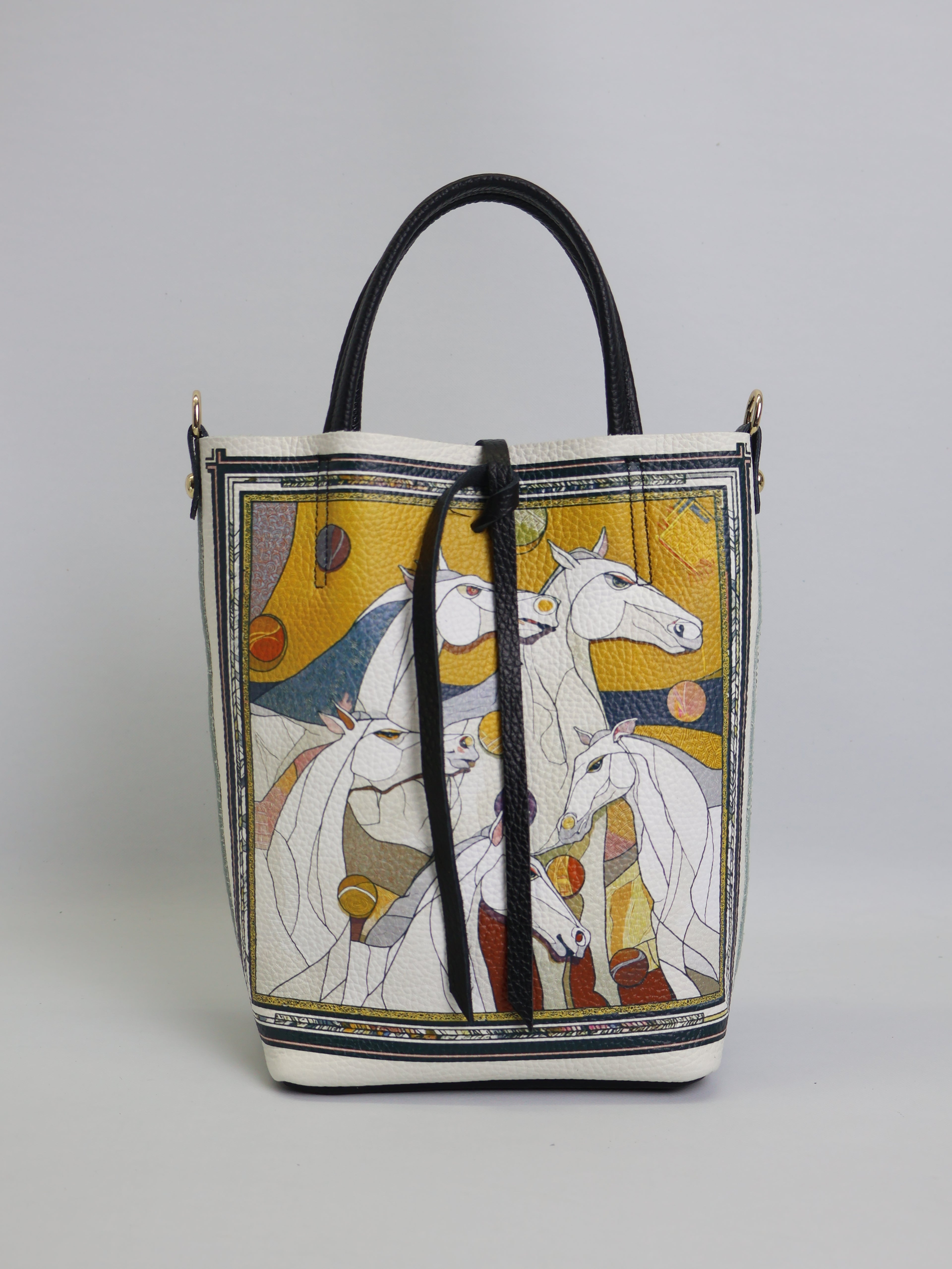 Piccola borsa tote "SOLAR HORSES"