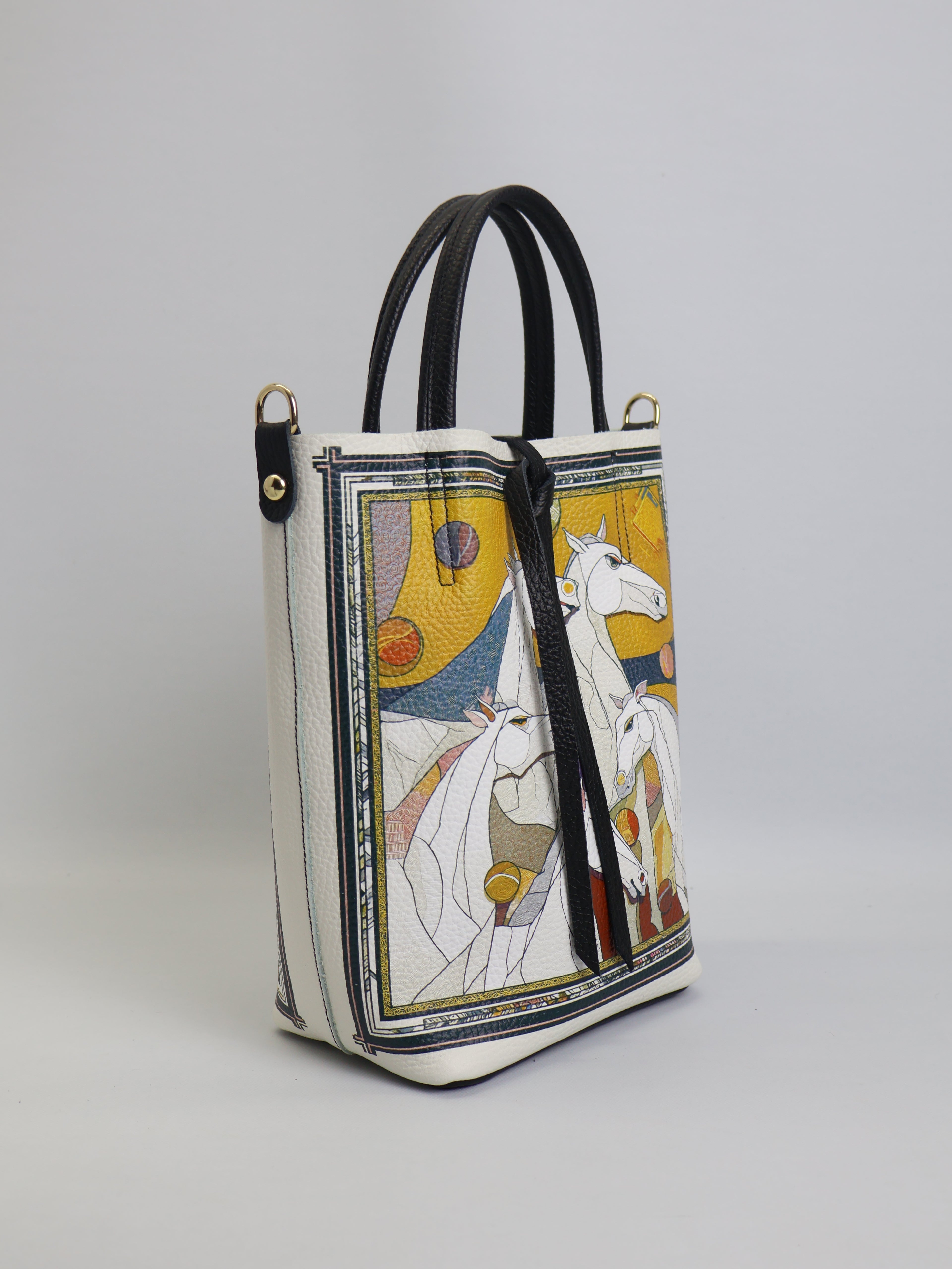 Piccola borsa tote "SOLAR HORSES"