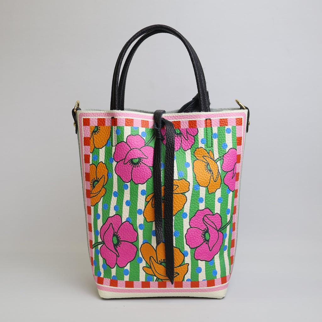 borsa-secchiello-pelle-fiori-pop-art-righe-verdi-flovvers