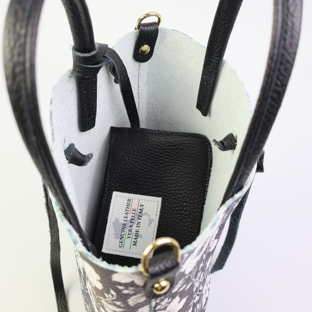 Small Tote Bag - Floral Black & White